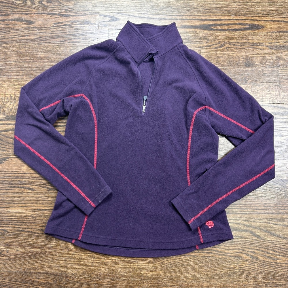 Mountain Hardwear Womens Large Purple Pink 1/4 Zip Fleece Pullover Hiking Jacket
